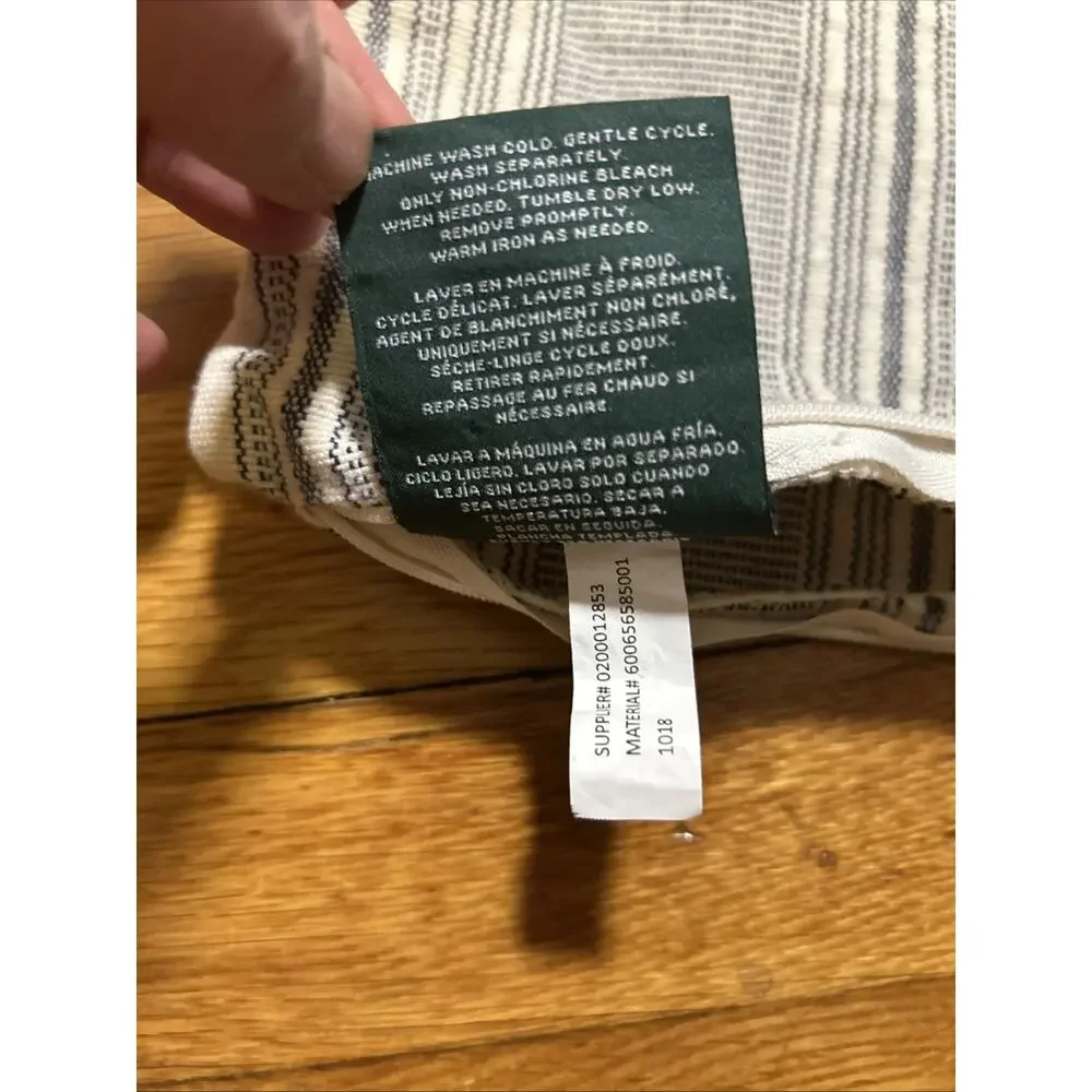 Lauren Ralph Lauren Pillow & Cotton Cover Striped 20” x 20” Waterfowl Feathers